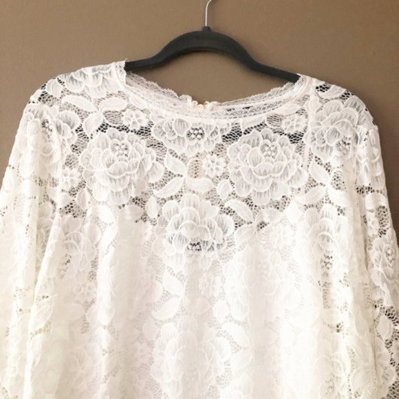 Rachel Roy Vivian Lace Bell Sleeve Blouse Top Eggshell 0X NWT - Picture 4 of 16